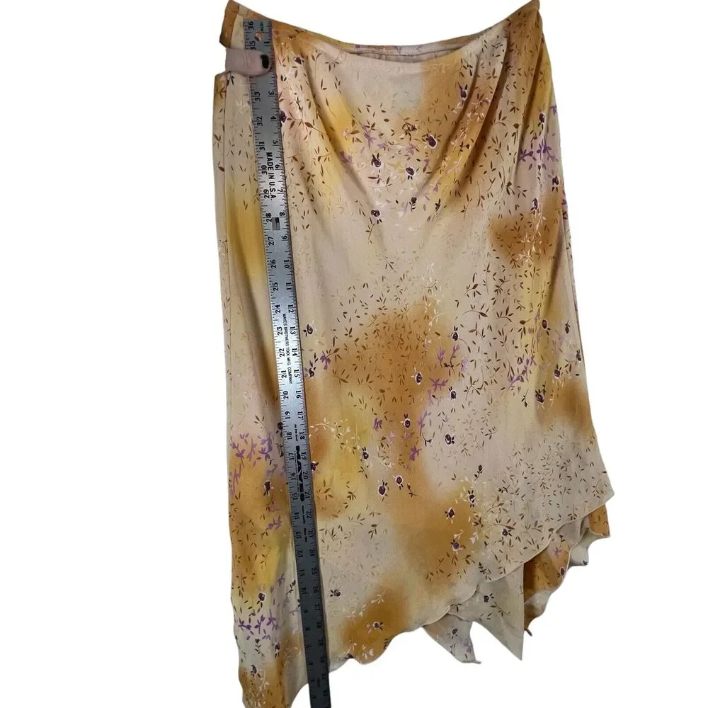 VTG Whimsy Fairy Top Skirt Matching Set WOMENS SIZE 12 Y2k Yellw Ornge Hanky Hem